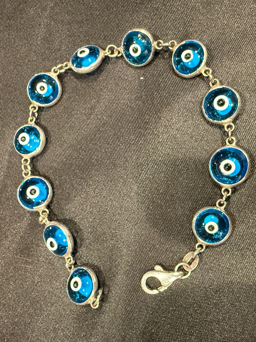 Blue Evil Eye Link Bracelet - Women's Protective Charm Bracelet 925 stamp